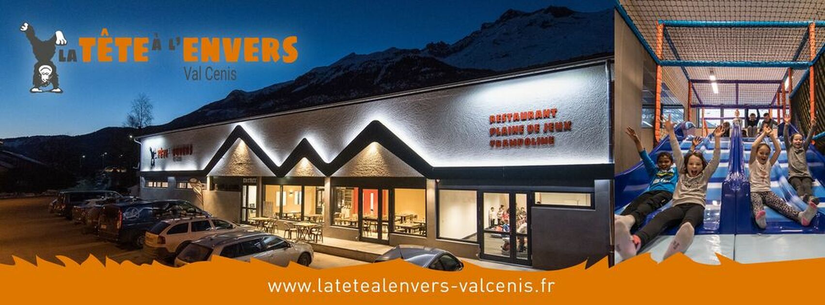 Exterior view of the playground and La Tête à l&#039;Envers restaurant at Val Cenis Sollières - La Tête à l&#039;Envers