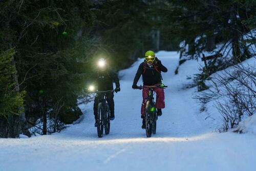 VTTAE sur neige - Le Col du Mont Cenis en nocturne