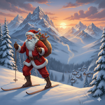 © Arrivée du père Noël en ski de fond à Val Cenis-Sardières - Gemini IA